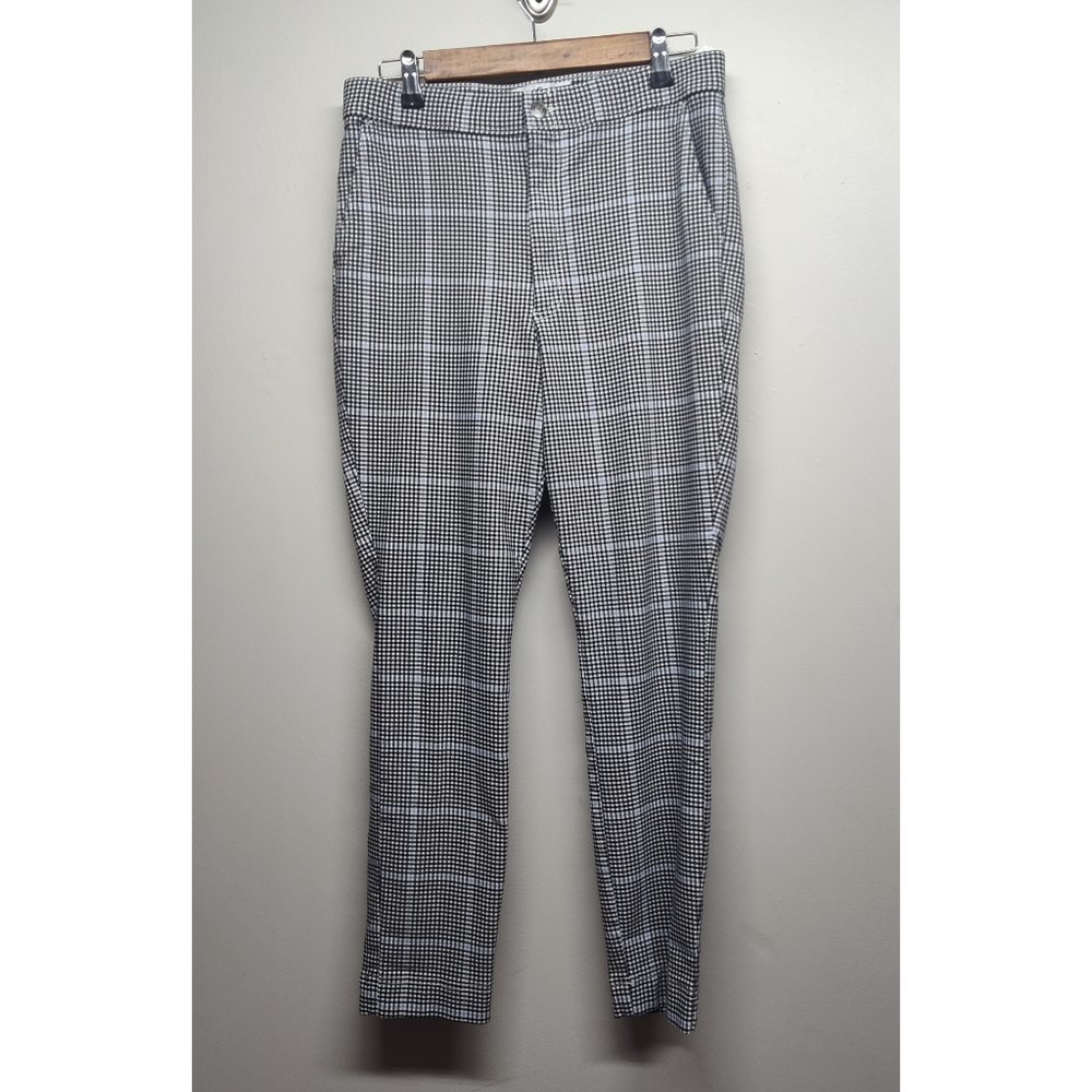 Hollister Ultra High-Rise Pants Women Size L Black White Checks Stretch Office